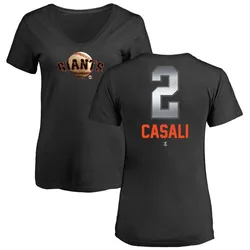 Curt Casali San Francisco Giants Women's Black Midnight Mascot V-Neck T-Shirt -