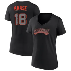 Eric Haase San Francisco Giants Women's Black Alternate Name & Number V-Neck T-Shirt
