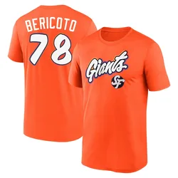 Victor Bericoto San Francisco Giants Men's Legend Orange 2025 City Connect Performance Name & Number T-Shirt