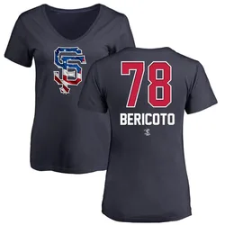 Victor Bericoto San Francisco Giants Women's Navy Name and Number Banner Wave V-Neck T-Shirt -
